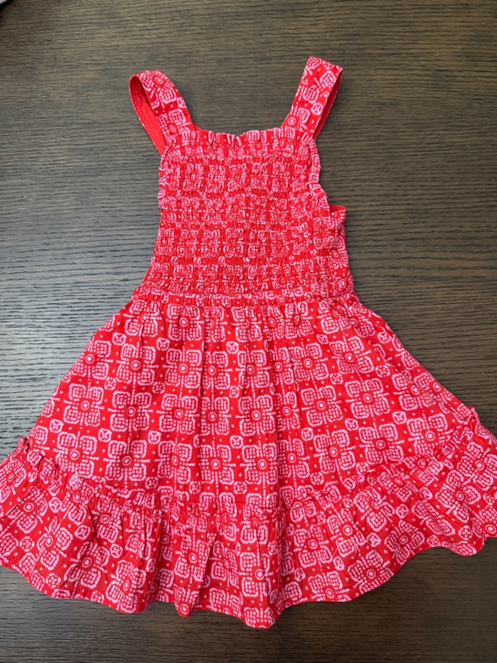 Crewcuts Red Floral Smocked Sundress with Ruffle Hem